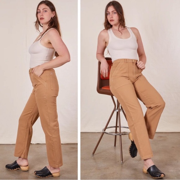 Big Bud Press Tan Work Pants Cotton Twill Straight Leg High Waisted Utility XXS - Picture 1 of 12